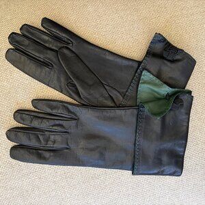 LEATHER Hand-Stitch Made in ITALY Paloma PALOMA PICASSO Gloves w/LEATHER CUFFS